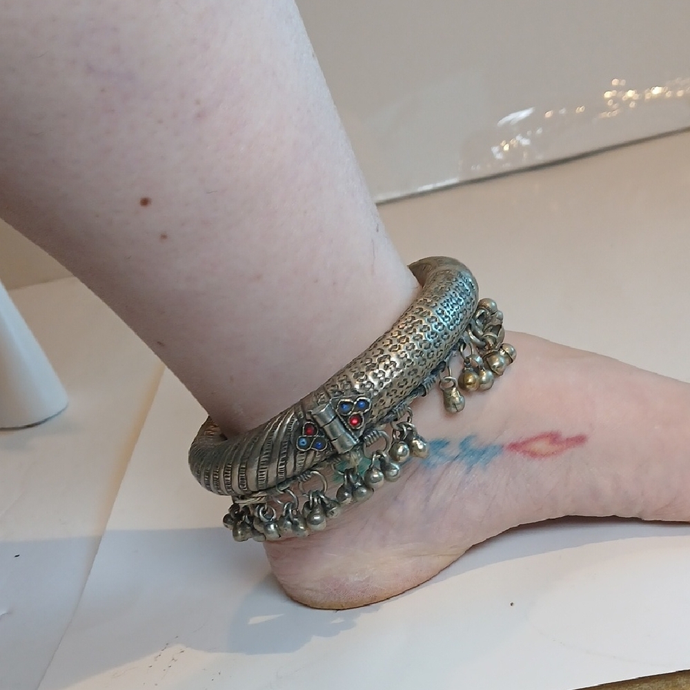 ✨ Vintage Afghan Kuchi Tribal Anklet w/ Ghungroo Bells — Heavy, Authentic